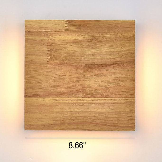 Japanese Wabi-Sabi Log Wood Rectangular LED Wall Sconce