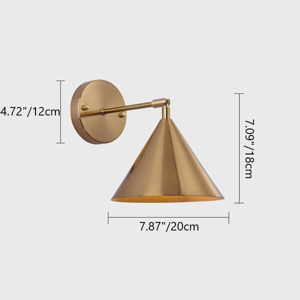 Contemporary Industrial Iron Plated Brass Cone Wall Sconce