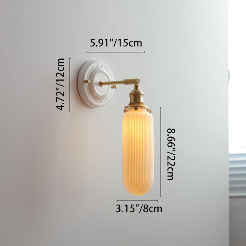 Traditional Vintage Round Ceramic Brass 1-Light Wall Sconce