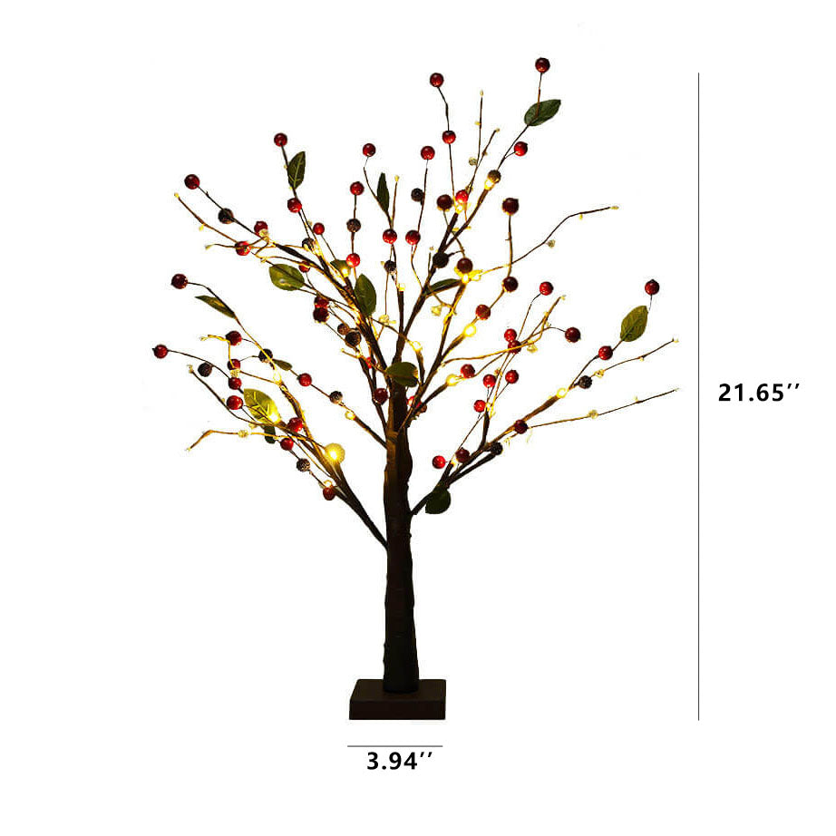 Red Fruits Pine Tree Light Small Led Battery Table Lamp