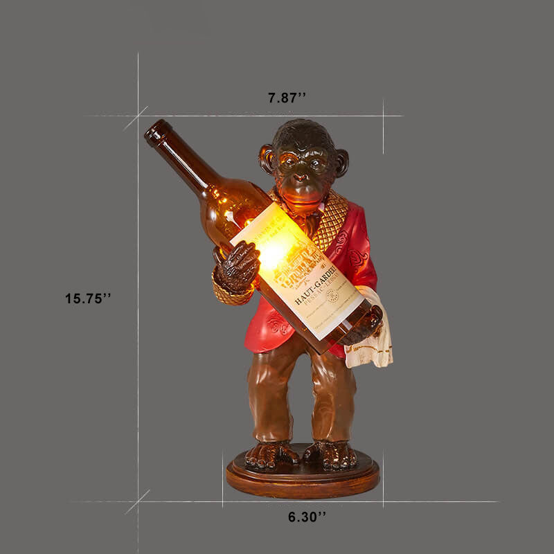 Retro Creative Monkey Resin Wine Bottle 1-Light Table Lamp