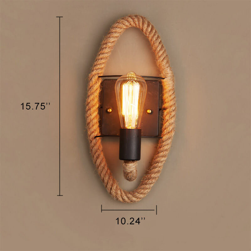 Vintage Hemp Rope 2-Light Industrial Wall Sconce